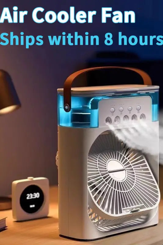 3-in-1 Portable Mini Air Cooler Fan with LED Night Light & Humidifier - Perfect for Home & Office