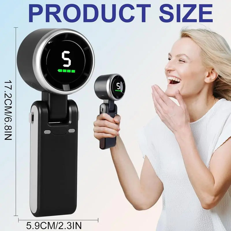 Ultimate Portable Handheld Turbo Fan - 5 Speed, 4000mAh Battery, 10 Hour Runtime, 3-in-1 Rechargeable Cooling Fan for Outdoor Adventures & Travel - Perfect Father's Day Gift!