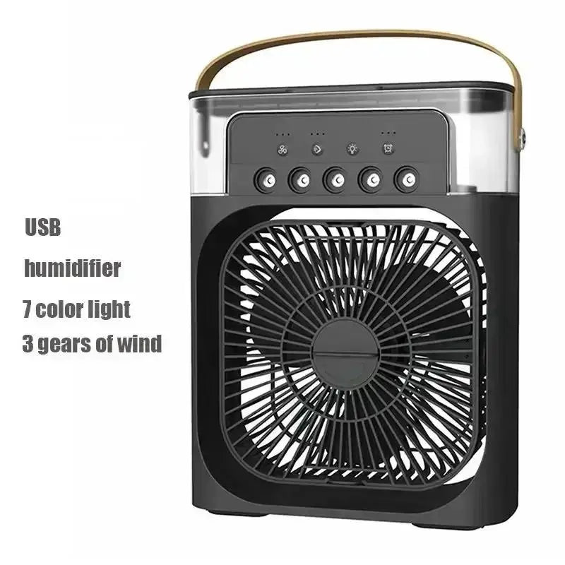 3-in-1 Portable Mini Air Cooler Fan with LED Night Light & Humidifier - Perfect for Home & Office