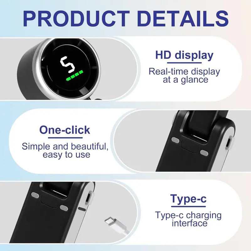 Ultimate Portable Handheld Turbo Fan - 5 Speed, 4000mAh Battery, 10 Hour Runtime, 3-in-1 Rechargeable Cooling Fan for Outdoor Adventures & Travel - Perfect Father's Day Gift!