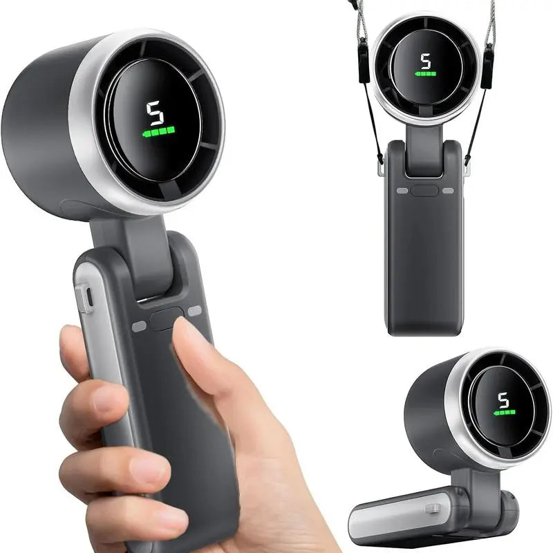 Ultimate Portable Handheld Turbo Fan - 5 Speed, 4000mAh Battery, 10 Hour Runtime, 3-in-1 Rechargeable Cooling Fan for Outdoor Adventures & Travel - Perfect Father's Day Gift!