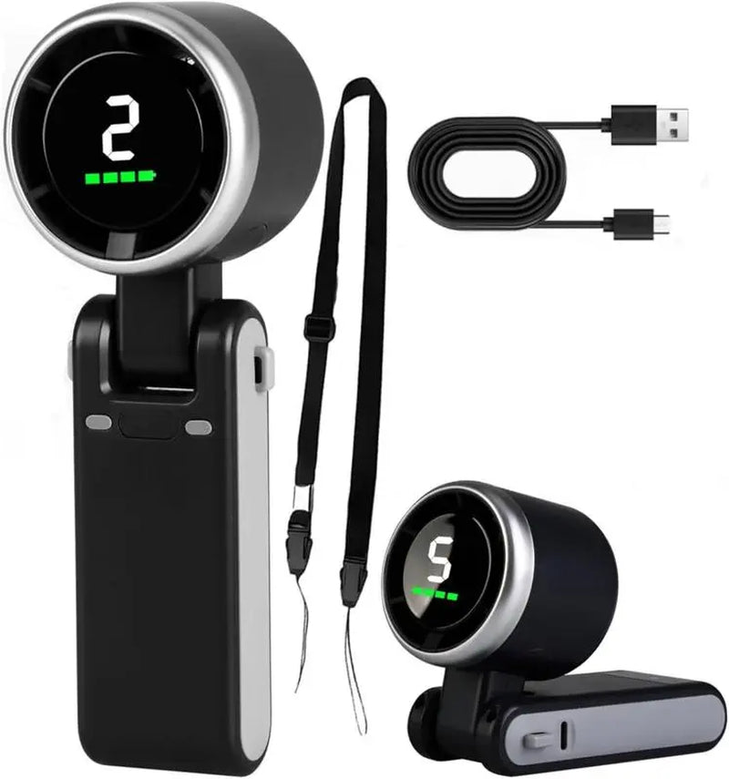 Ultimate Portable Handheld Turbo Fan - 5 Speed, 4000mAh Battery, 10 Hour Runtime, 3-in-1 Rechargeable Cooling Fan for Outdoor Adventures & Travel - Perfect Father's Day Gift!